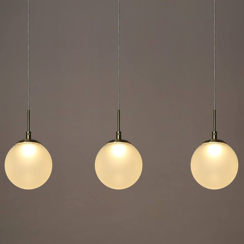 Modern 3-Light Gold LED Chandelier Linear Glass Island Lights for Dining Room - 23 “