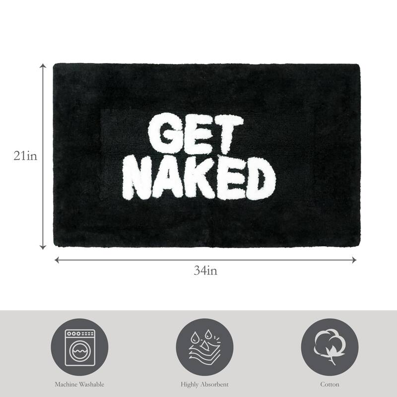 Jean Pierre Cotton "Get Naked" 21 x 34 in. Bath Rug