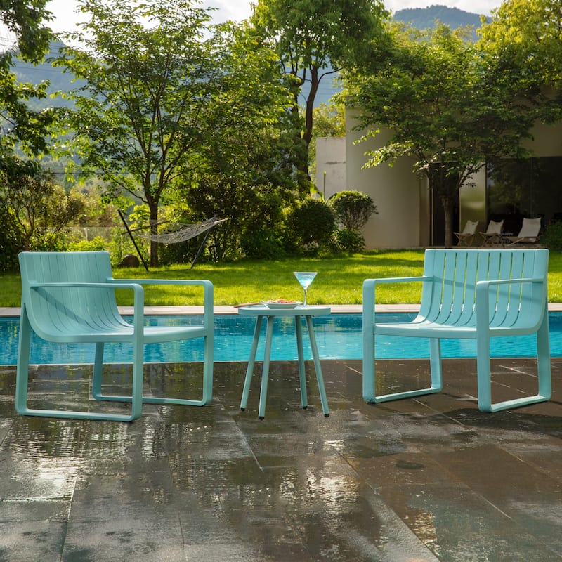 Werph 2 Person Patio Furniture Set, Outdoor Furniture Patio Table and Chairs Set, Blue/White