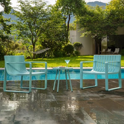 Werph 2 Person Patio Furniture Set, Outdoor Furniture Patio Table and Chairs Set, Blue/White