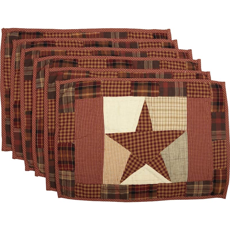 Abilene Star Quilted Placemat Set of 6 12x18 - Placemat 12x18