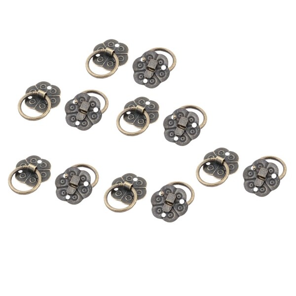 Cupboard Drawer Cabinet Door Flower Shape Ring Pull Handle Bronze Tone 12 PCS