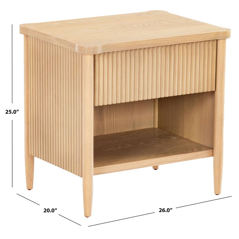 SAFAVIEH Couture Shelbie 1-Drawer Reeded Nightstand, Fully Assembled