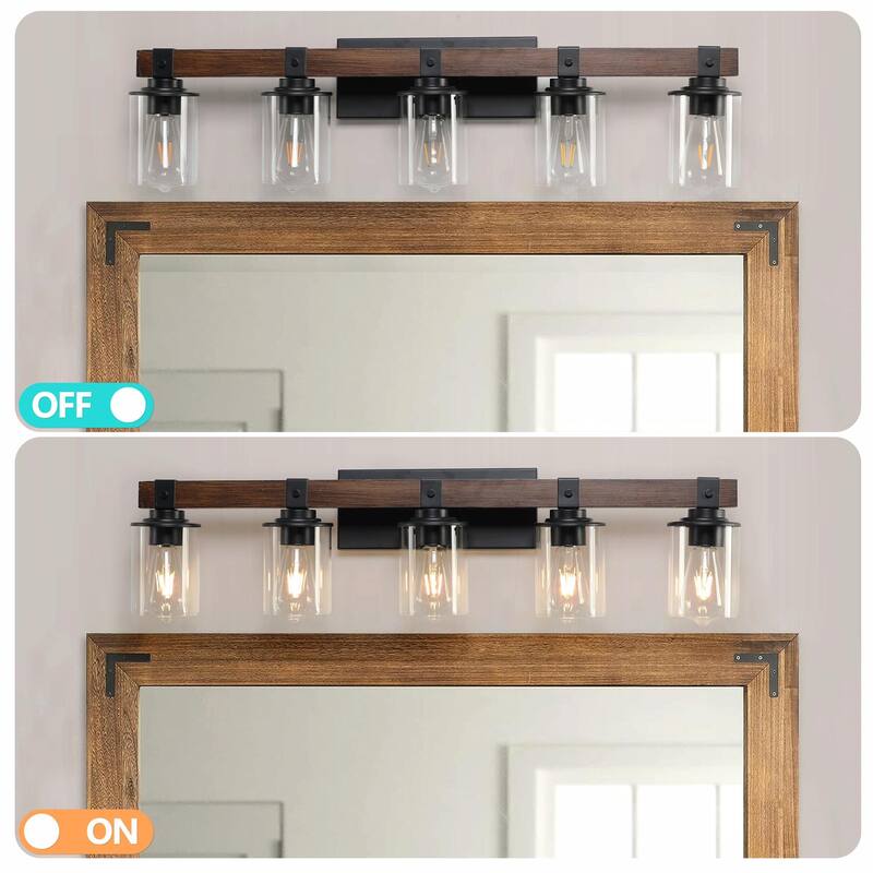 Rustic Farmhouse Bathroom Vanity Light Fixture with 3/4/5/6 Lights