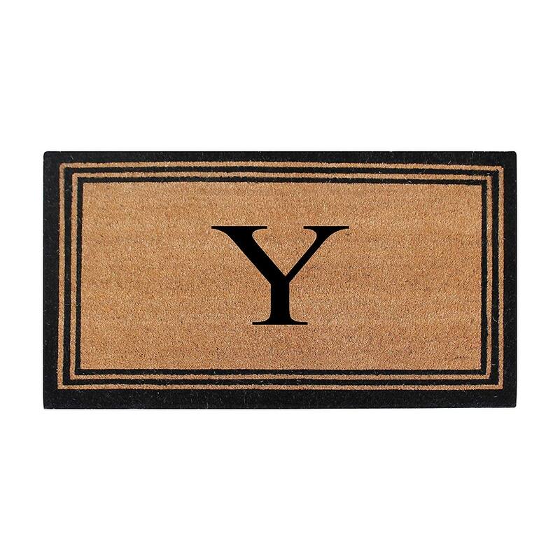 A1HC Pure Natural Coir Monogrammed Heavy Duty PVC Backing Doormat - 18" X 30" - Monogrammed Y