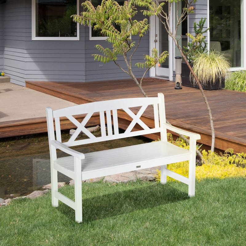 Outsunny 2-Seater Wooden Garden Bench 4FT Outdoor Patio Loveseat for Yard, Lawn, Porch