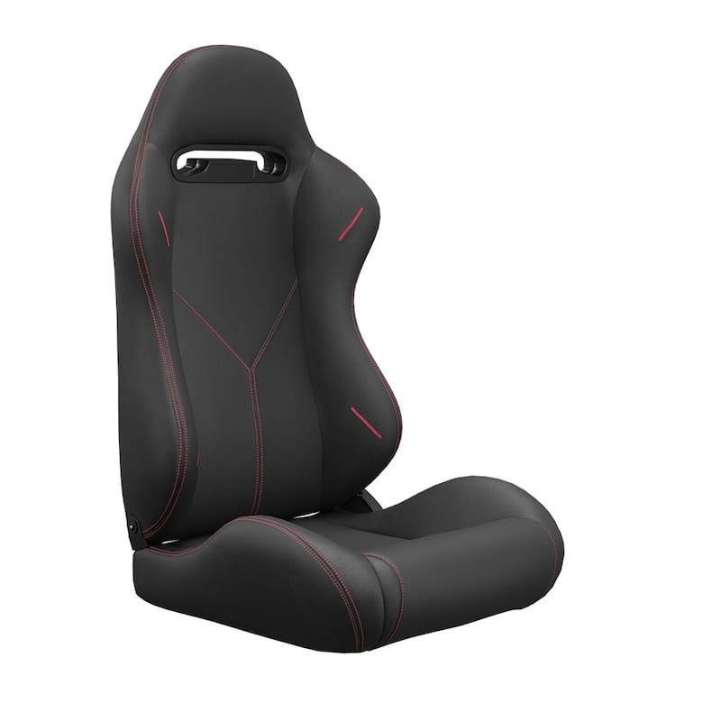 2PC Bucket Racing Seats Red Stitch Red Reclinable Leather Back,Adjustor Slider,Not Including Seat Bracket,1 box of 2 pieces