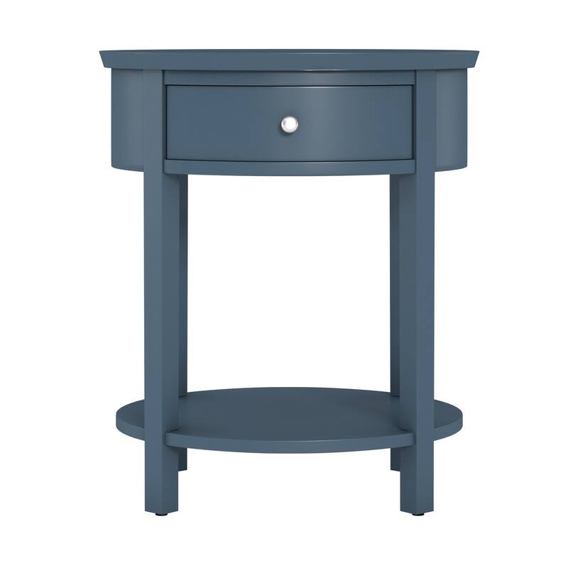 Fillmore 1-Drawer Oval Wood Shelf Accent End Table by iNSPIRE Q Modern