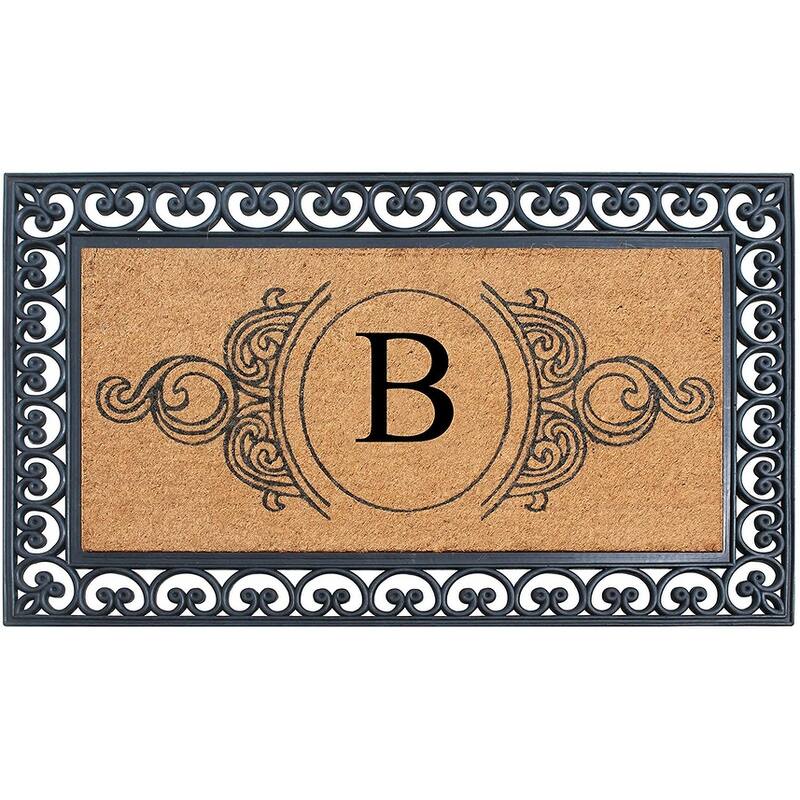 A1HC 30" x 48" Heavy-Duty Rubber & Coir Outdoor Doormat with Copper/Black Border – Large, Non-Slip Backing - B