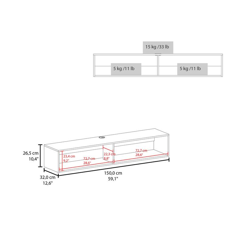 Modern Wall-Mounted TV Console with Dual Shelves & Cable Management, Ideal for Small Spaces