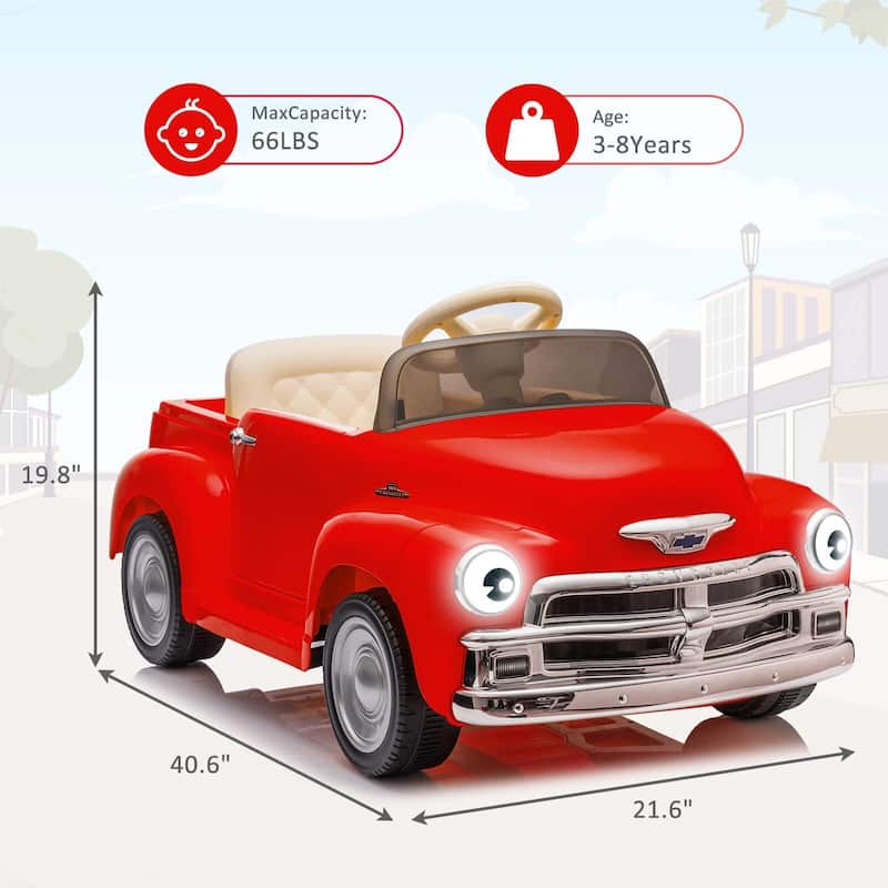 12V Kids Ride On Car, Licensed Chevrolet 3100 Pickup Battery Powered Electric Vehicle