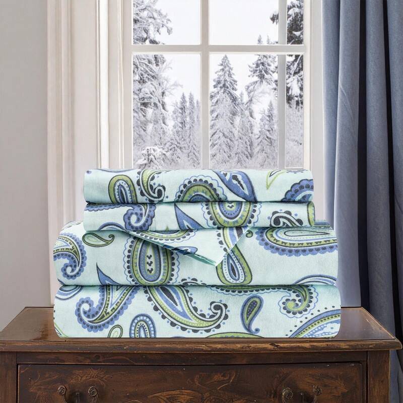 Superior Cotton Flannel Paisley Bed Sheet Set