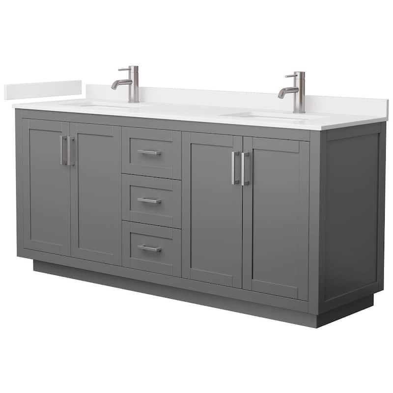 Wyndham Collection WCF292972D-QTZ-UNSMXX Miranda 72" Free Standing - Dark Gray / White Quartz Top / Brushed Nickel