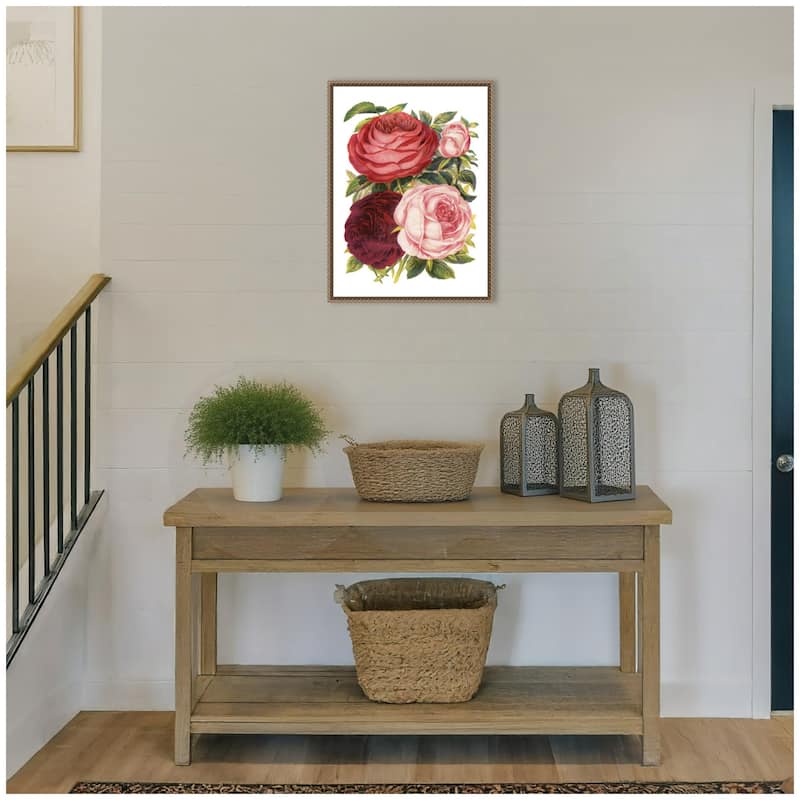 Kate and Laurel Sylvie Victorian Flowers Framed Canvas by The Creative Bunch Studio
