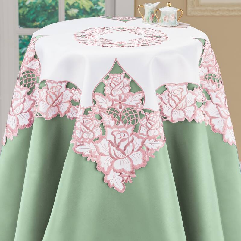 Lattice Embroidered Rose Elegant Table Linens