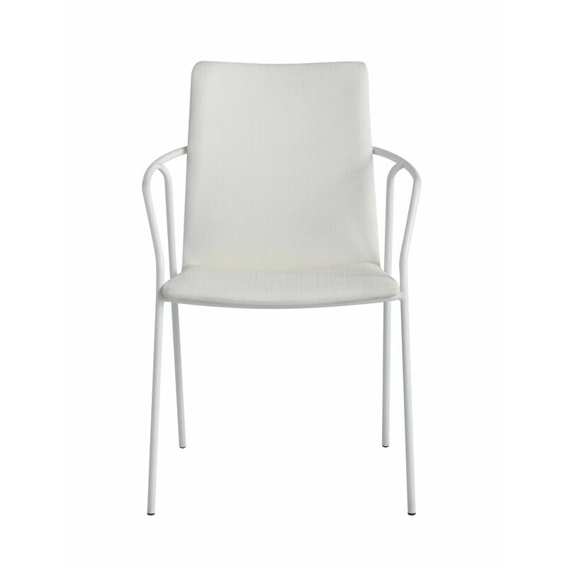 Somette Contemporary White Upholstered Arm Chair, Set of 2