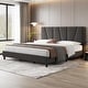 preview thumbnail 15 of 14, Grey Velvet Upholstered Platform Bed Frame with Wooden Slats
