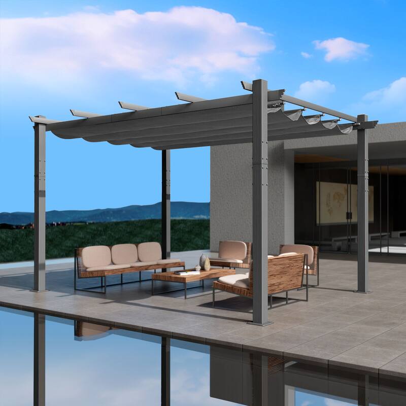 Kozyard Atlantics Outdoor 10'x13' Extra Large BBQ Grill Pergola with Sun Shade Gazebo Canopy