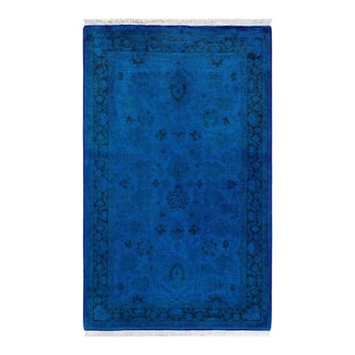 Fine Vibrance, One-of-a-Kind Hand-Knotted Area Rug - Blue, 3' 2" x 5' 1" - 3' 2" x 5' 1"