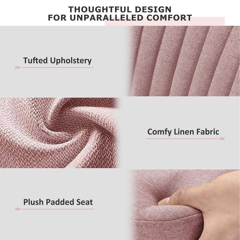 Chic Channel Tufted Back Fabric Vanity Swivel Task Chair Office Chair for Home & Make-up