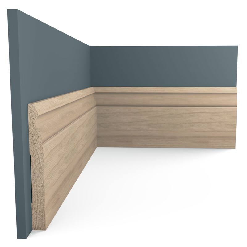 WM217: 9/16-in D x 5-1/4-in W x 96-in L Americraft Solid Hardwood Stain Grade Base Moulding