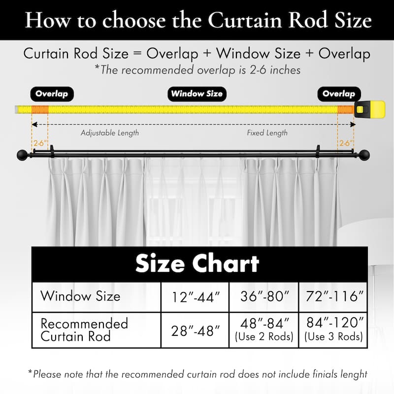 Meriville 1-Inch Diameter Steel Ball Double Window Curtain Rod with End Cap finial