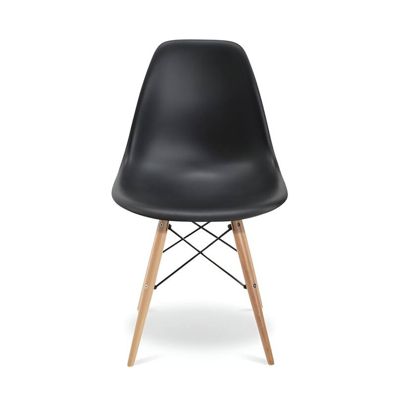 Modern Eiffel Dining Chair in Wood Base (Set of 4) - Black