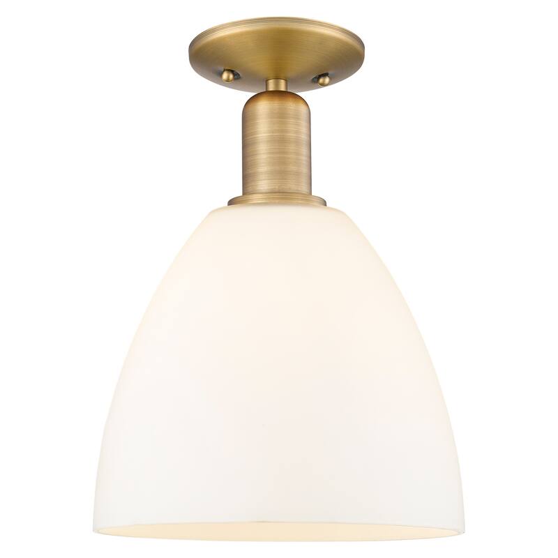 Innovations Lighting 716-1C-13-9 Bristol Semi-Flush Bristol 9" Wide - Brushed Brass / Matte White