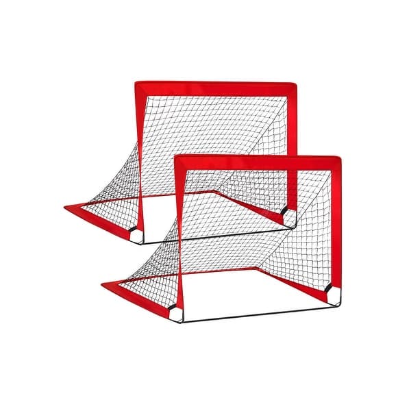 slide 2 of 7, Red Fiberglass Pop-Up Soccer Goal Set with Stakes and Carry Bag for Backyard or Park - 47.2"L x 31.5"W x 31.5"H Red - 47.2"L x 31.5"W x 31.5"H
