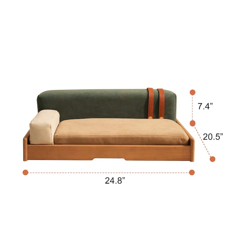 Modern Wooden Pet Bed for Cats & Dogs, Oak Veneer, Scratch-Resistant Fabric, Removable Cushion