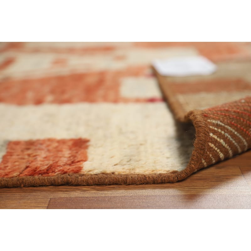 Moroccan Oriental Area Rug Hand-Knotted Beige Tribal Wool Carpet - 6'10" x 9'8"