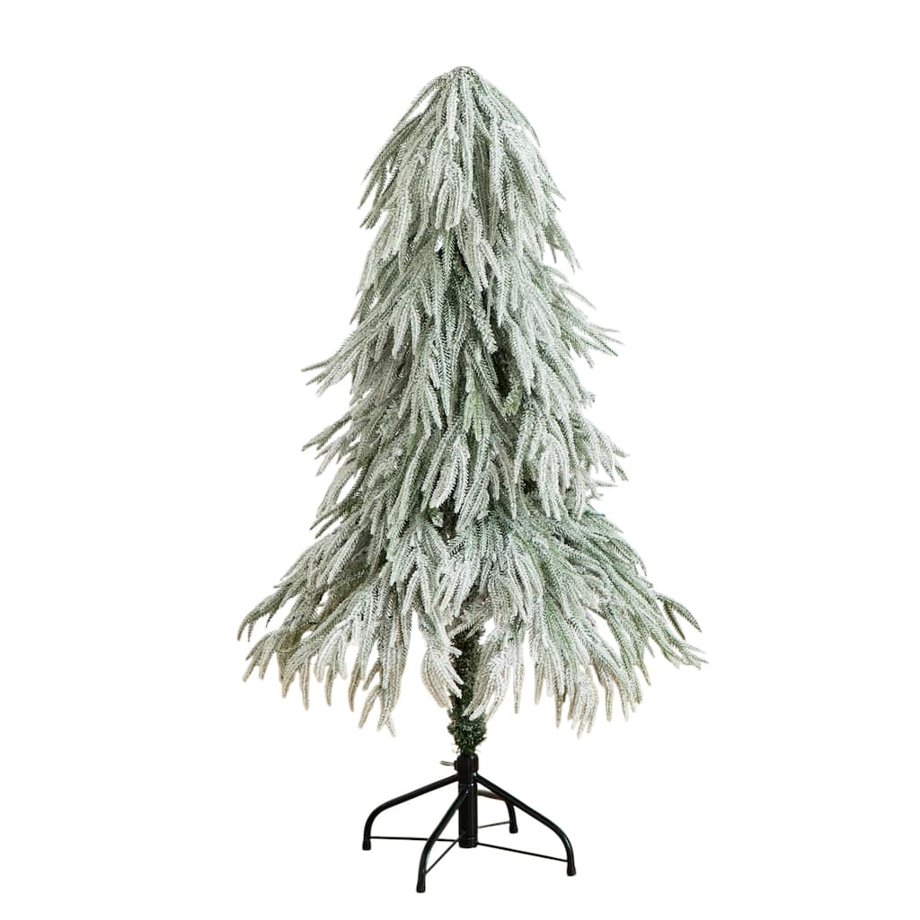 4-ft Flocked Down Swept Artificial Christmas Tree with 110 LED Lights