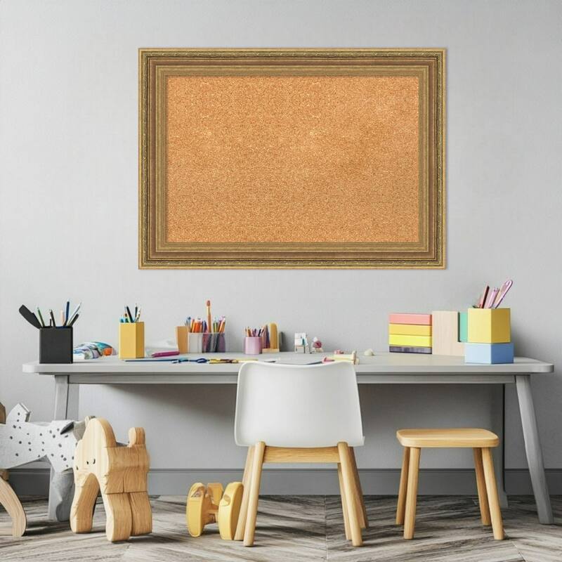 Elliot Gold Framed Cork Board - Bulletin Board, Organization Board, Pin Board