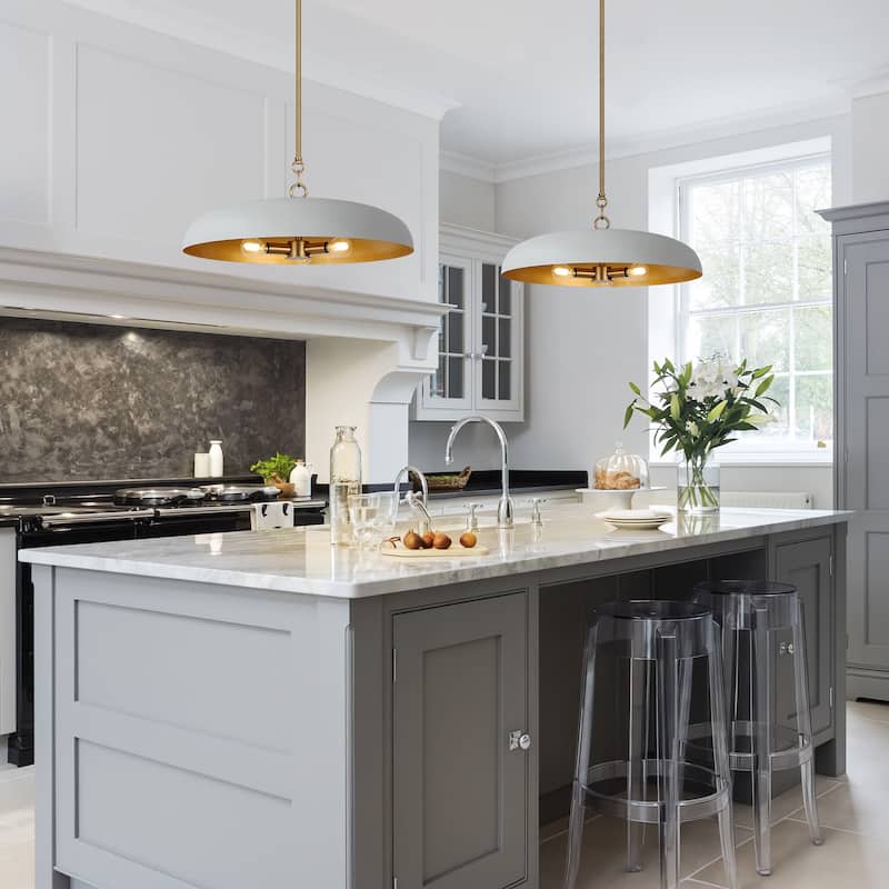 LamQee 20" Pendant Light Metal Dome Ceiling Hanging Chandelier - 19.7 inch