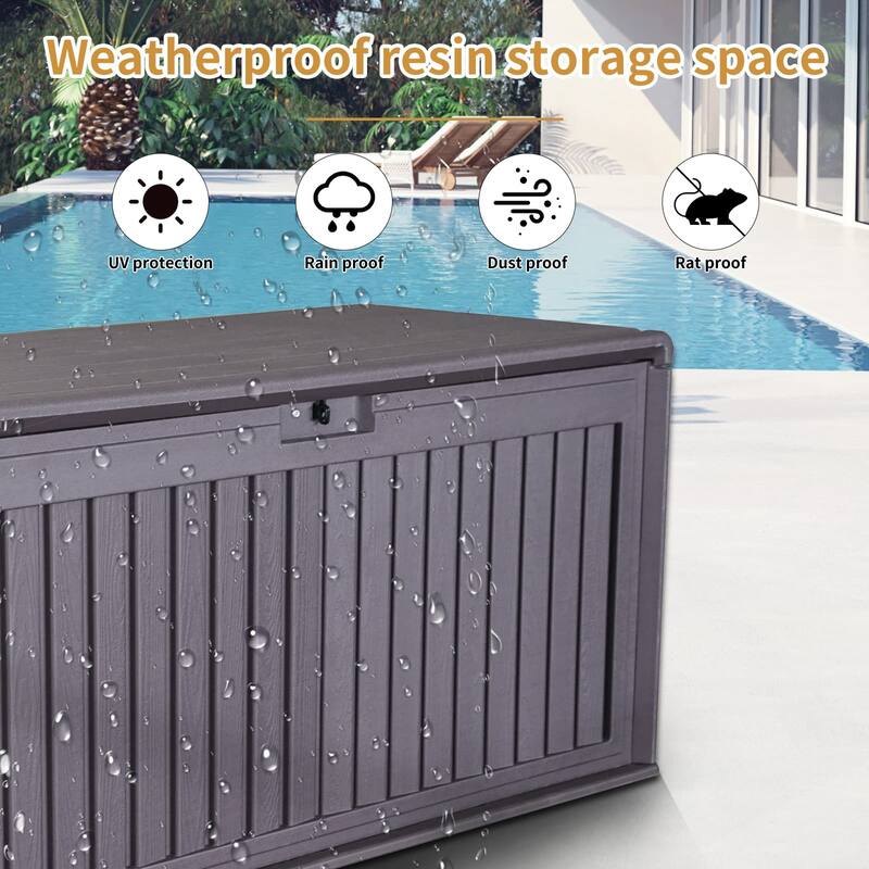 100 Gallon Outdoor Resin Plastic Deck Storage Box with Side Handles - 100-Gallon