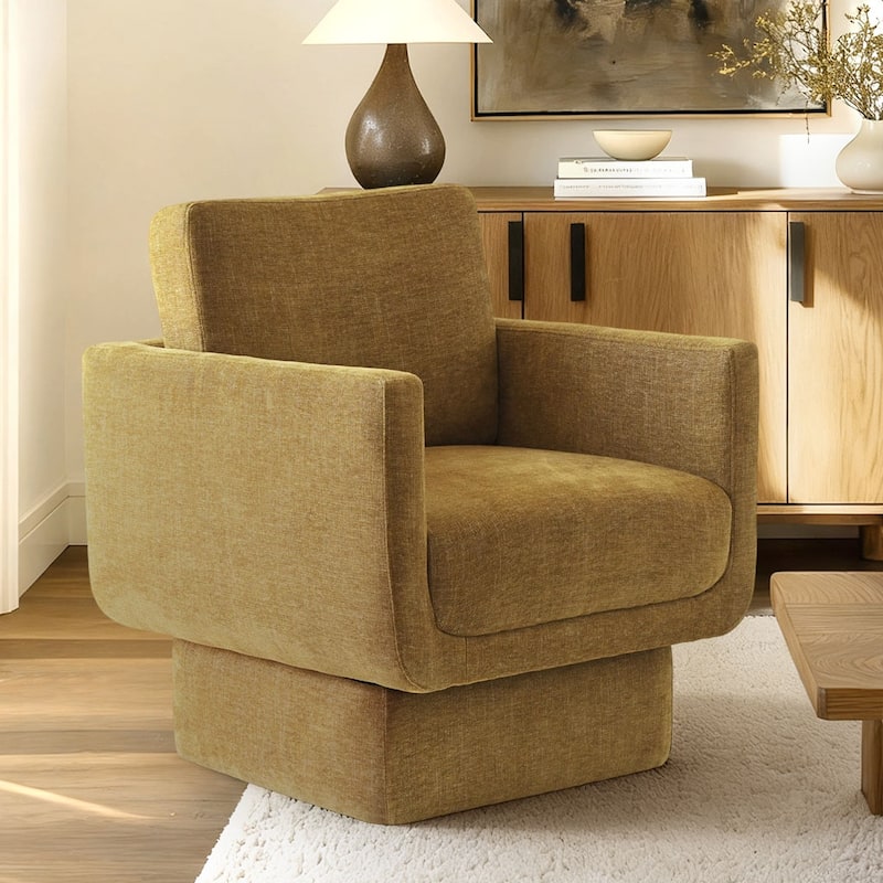 Upholstered Swivel Barrel Accent Chair