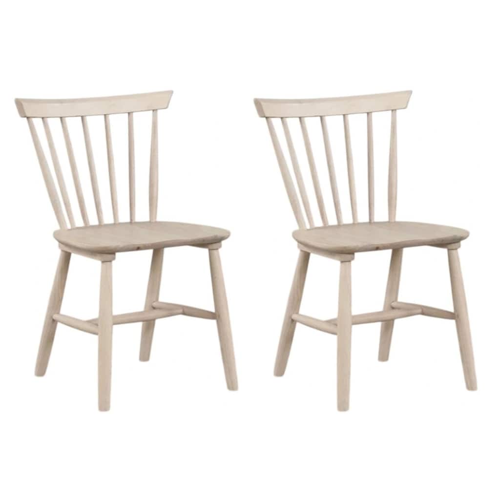 Baylee Side Dining Chair Set of 2, Spindle Back, Tapered Legs, White Oak Wood