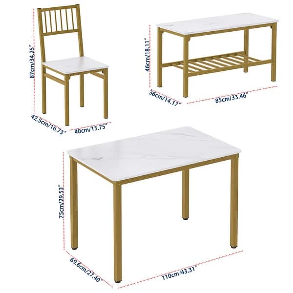 Teraves Dining Table Set with 2 Chairs and a Bench Console Table with