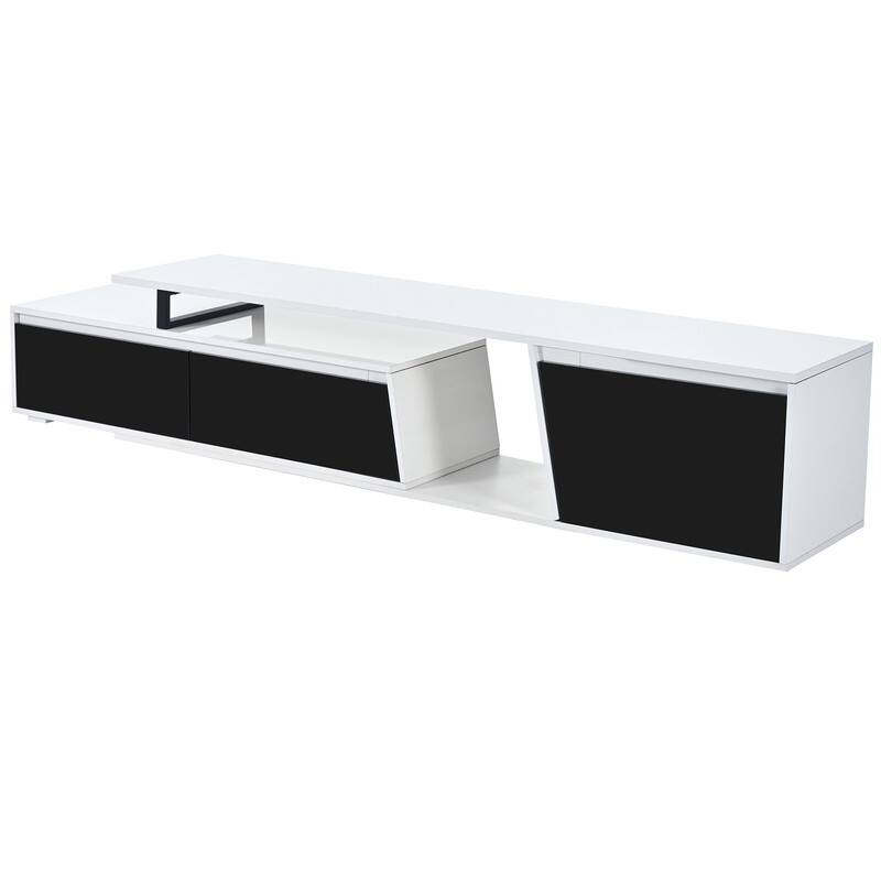 Modern Extendable TV Stand with Storage - Minimalist Rectangle Cabinet for TVs up to 100''