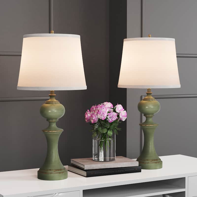 Traditional Green 19.5" Poly Table Lamp (Set of 2)