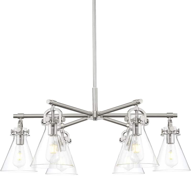 Innovations Lighting 410-6CR-16-26 Newton Cone Chandelier Newton Cone - Satin Nickel / Clear
