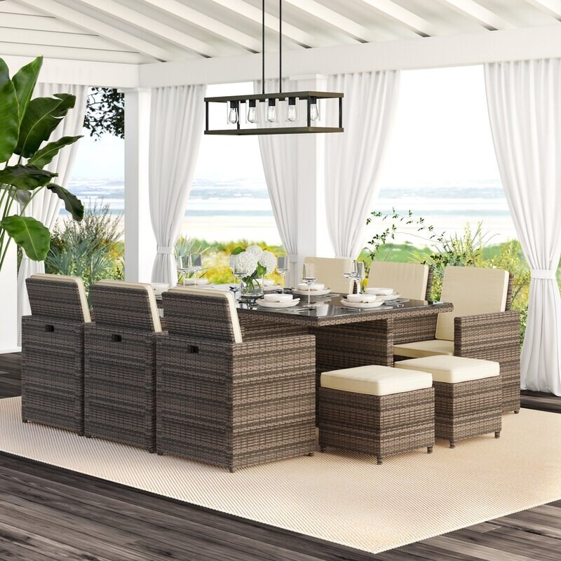 11 piece wicker outdoor dining sale set