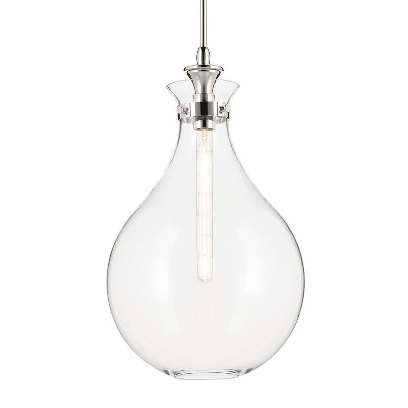 Kichler Lighting Laria 14 Inch 1 Light Pendant with Clear Glass in Polished Nickel