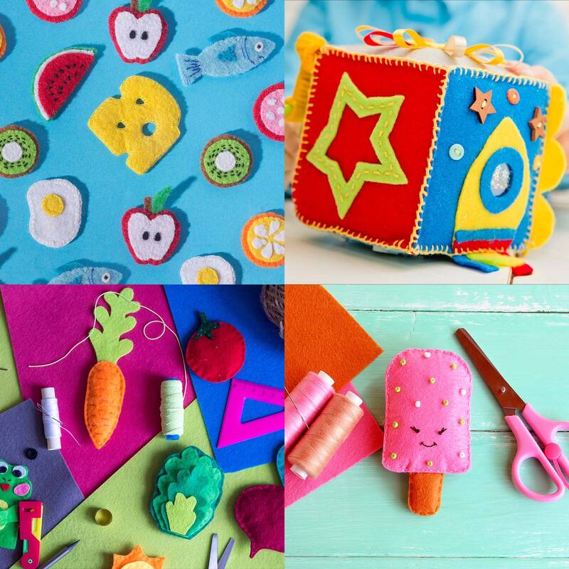 Soft Felt Sheets Self Adhesive Fabric Craft Sheets 12 x 8 Inch 12 Pcs - Grey