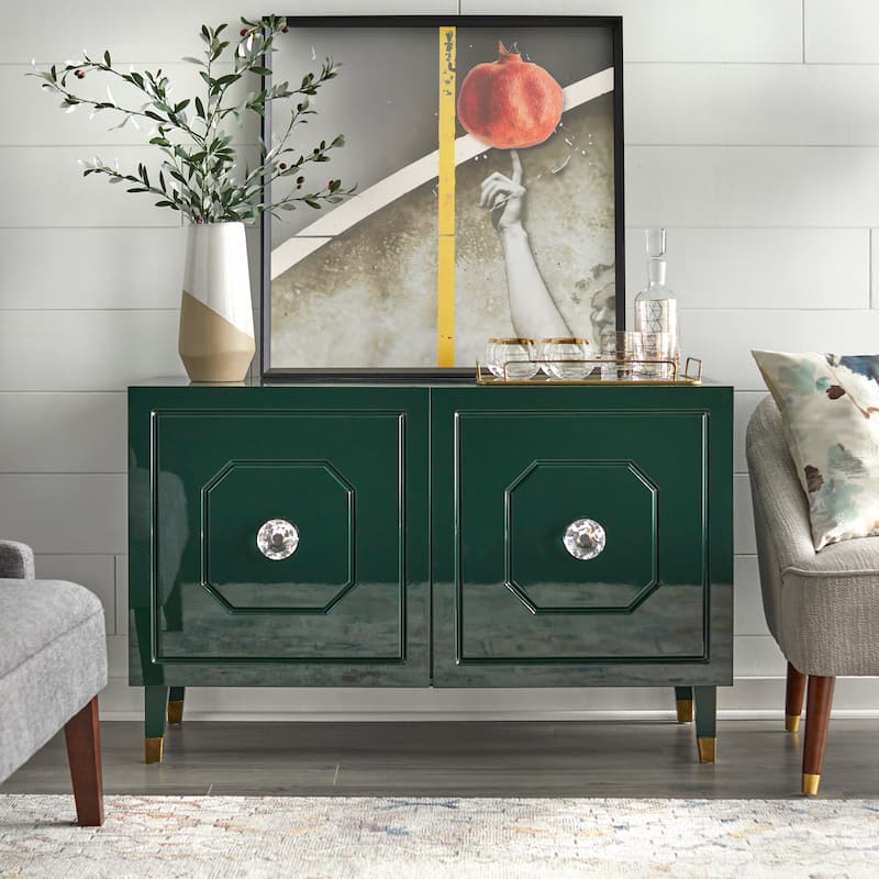 angelo:HOME Jaslene Glossy Glam Buffet/Media Cabinet - Dark Hunter Green 