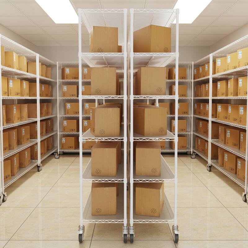 Adjustable Height 6 Tier Metal Wire Shelving Unit with Wheels