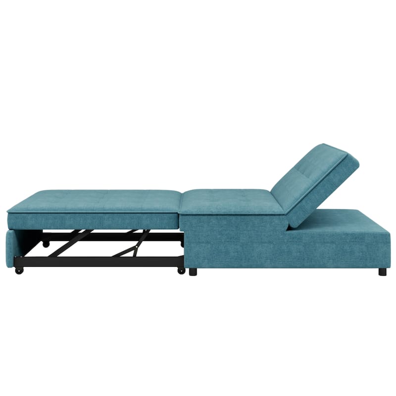 Folding Teal Ottoman Sleeper Loveseat w/ Pull-out Bed Chaise Lounges ...