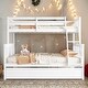 preview thumbnail 2 of 10, White Twin-over-Full Wood Bunk Bed Convertible Beds with Twin Size Pull-Out Trundle for Guest Room