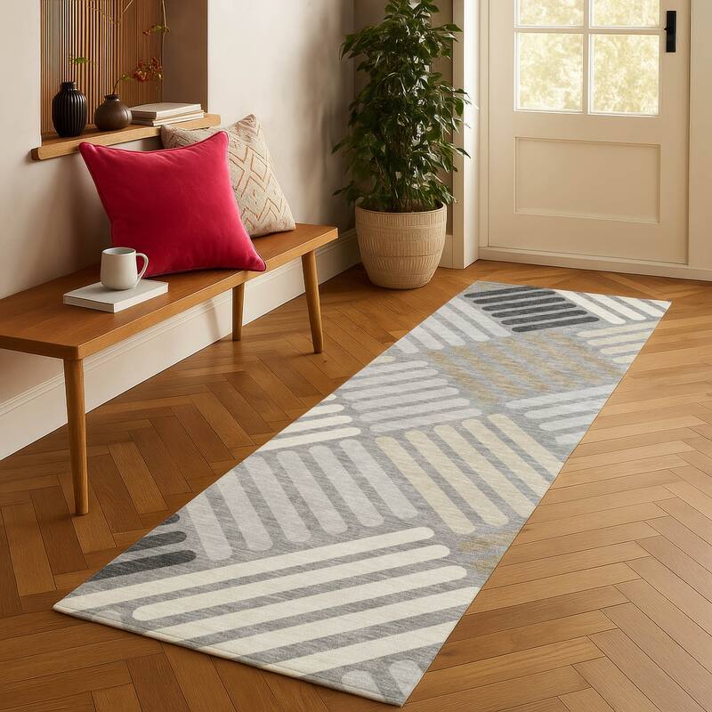 Machine Washable Indoor/ Outdoor Modern Weave Chantille Rug