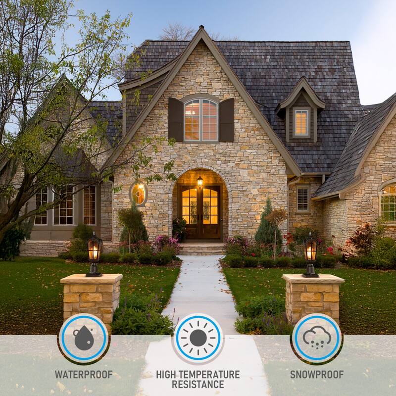 Dusk to Dawn Outdoor Post Lantern, Water Ripple Glass Post Light - 2PACK